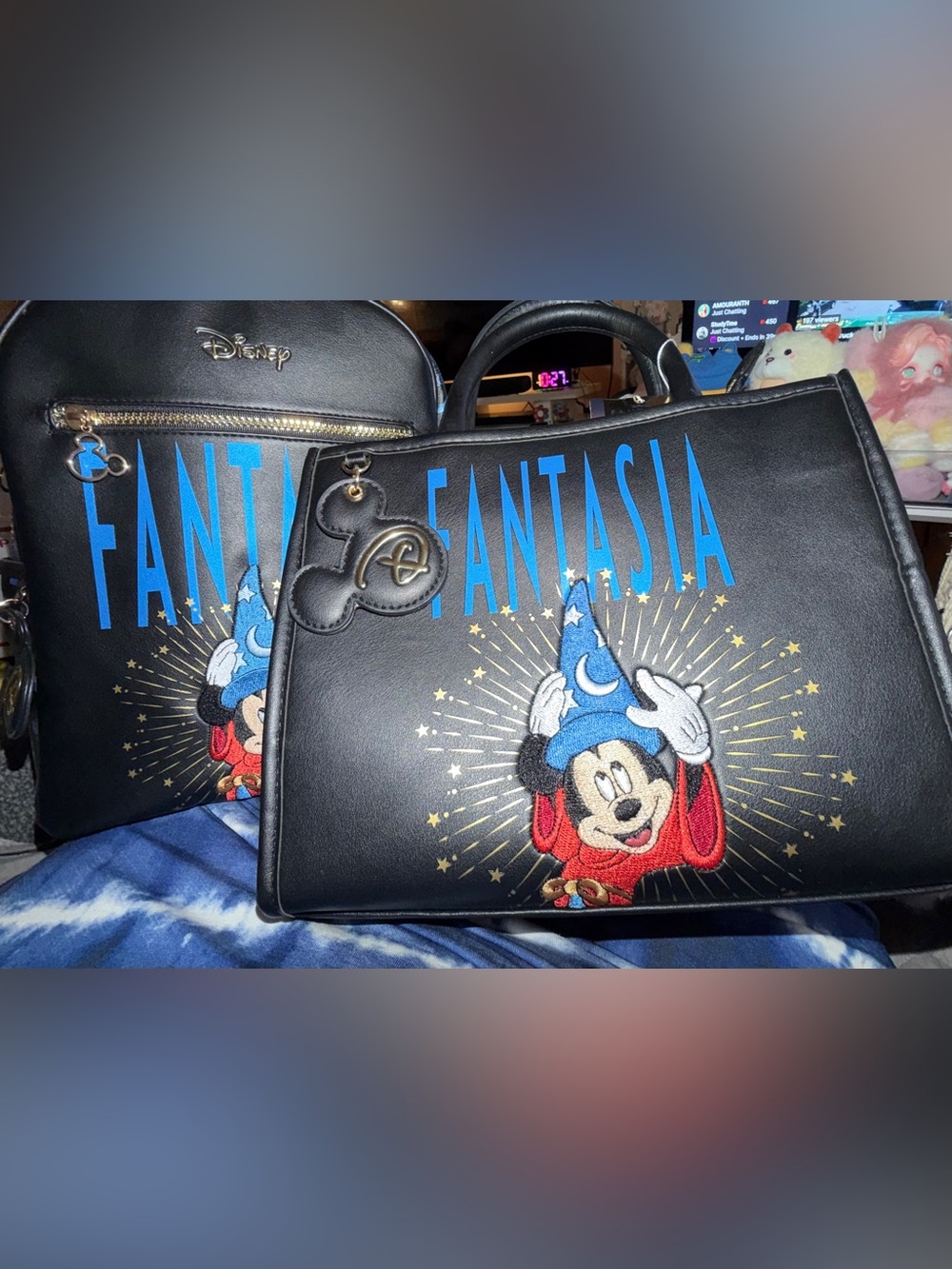 Disney Fantasia backpack and purse features an embroidered Sorcerer Mickey Mouse